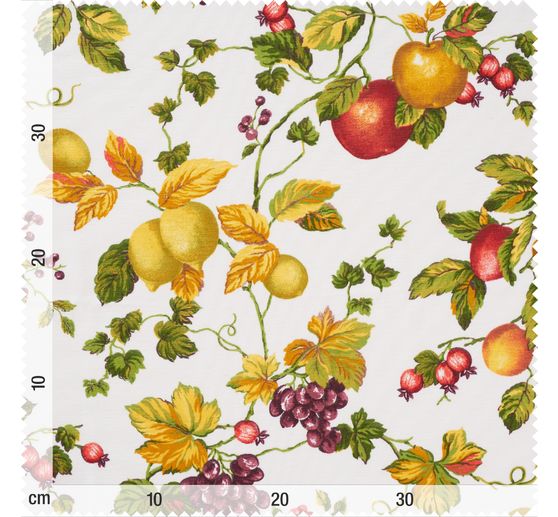 Dekostoff Leinenoptik "Obst und Blätter"