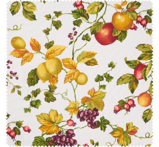 Dekostoff Leinenoptik "Obst und Blätter"