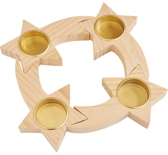 Holz-Metall-Adventsring "Sterne", zum Zusammenstecken