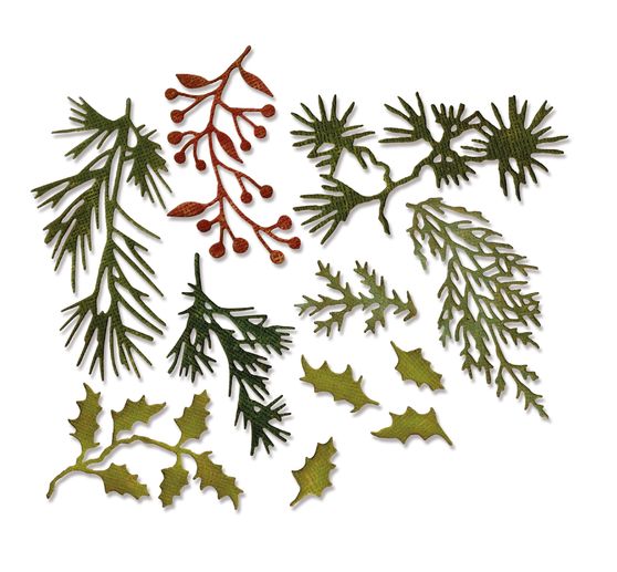 Sizzix Thinlits Stanzschablone "Holiday Greens by Tim Holtz"