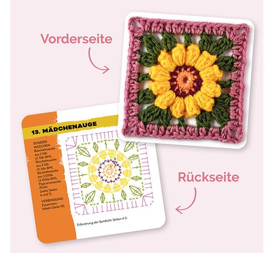 Häkel-Karten Granny Square "Blumen"