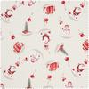 Motiv-Stoff Leinenoptik mit Golddruck "Snowman and Santa"