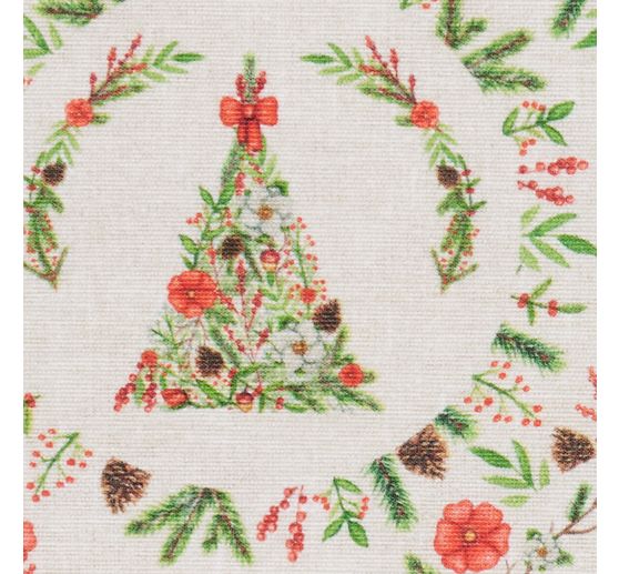 Dekostoff Leinenoptik "Weihnachtsbaum"