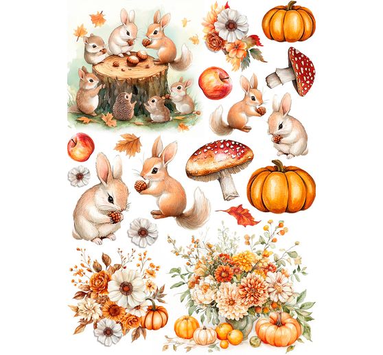 Motiv-Strohseiden Sortiment "Hallo Herbst", 8er-Set