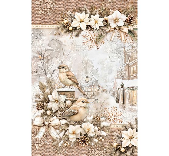 Motiv-Strohseiden Sortiment "Winter Season", 4er-Set