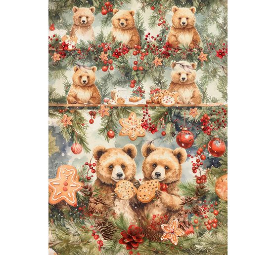 Motiv-Strohseiden Sortiment "Cosy Christmas", 8er-Set