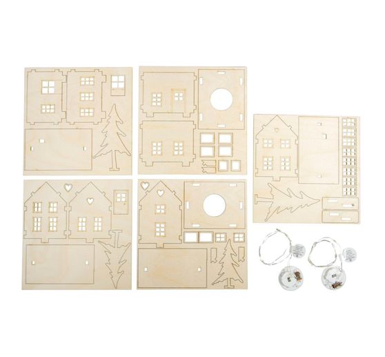 Holzbausatz "Licherhäuser und Tannen", inkl. LED