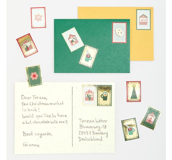 Stickerrolle "Briefmarken Weihnachtspost"