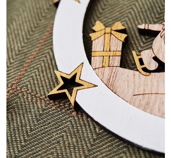 VBS Wooden decoration pendant "Gnome and reindeer", set of 2