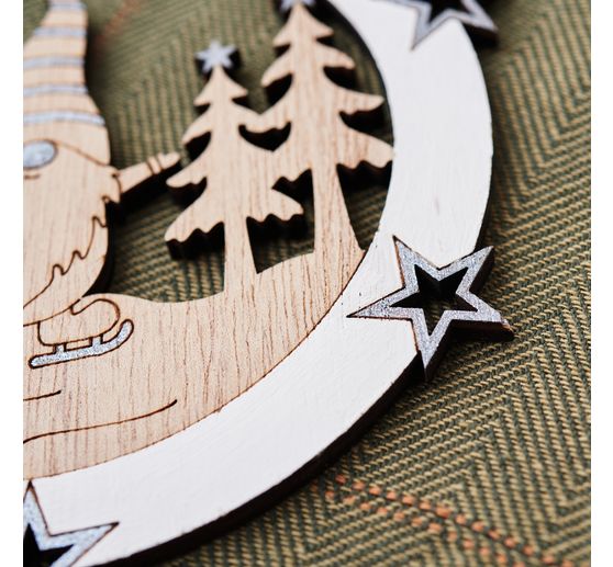 VBS Wooden decoration pendant "Gnome and reindeer", set of 2