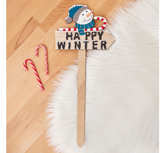 VBS Holz-Stecker mit Schild "Schneemann"