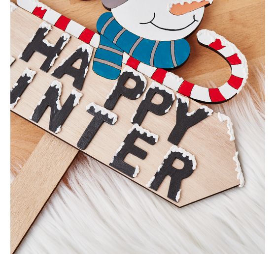 VBS Holz-Stecker mit Schild "Schneemann"