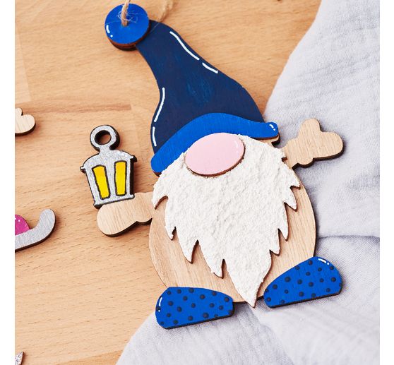 VBS Wooden decoration pendant "Gnome", set of 2