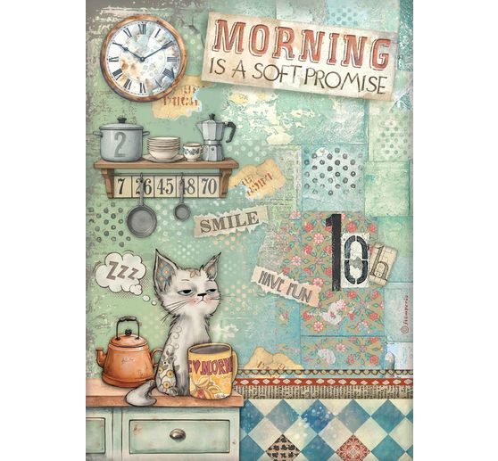 Motif straw silk "Furry Friends - Morning is a soft Promise"