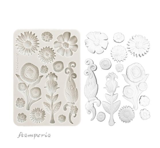 Silikonform A5 "Furry Friends - Flowers"