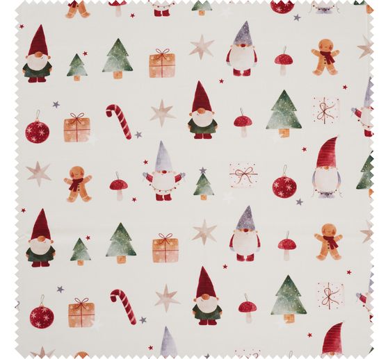 Cotton fabric "Gnome Christmas world"
