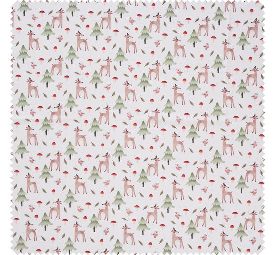 Baumwoll-Stoff "Rehe im Pilzwald"