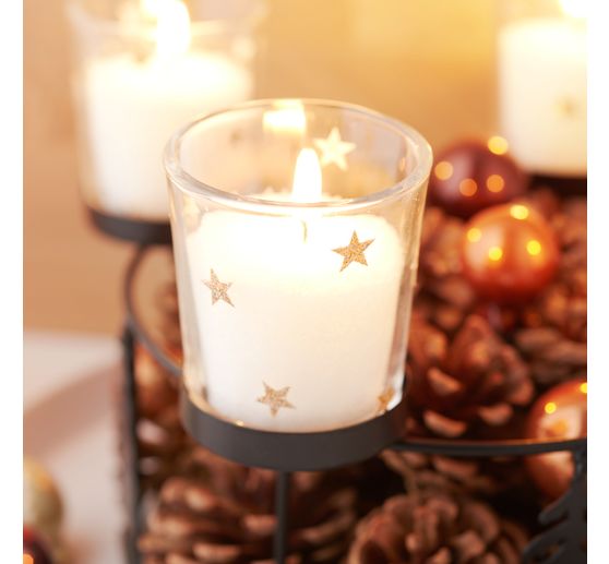 Holz-Metall-Adventskranz mit Baumsilhouette