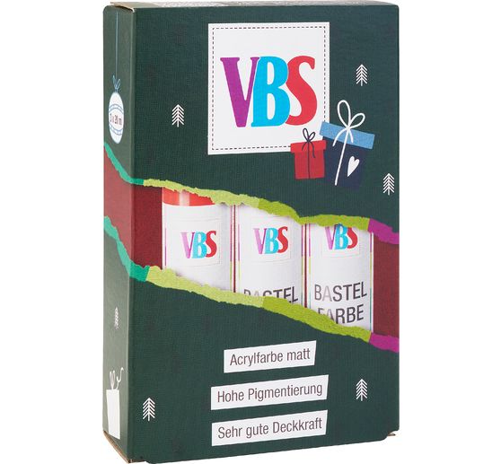 Gratisartikel: VBS Bastelfarben-Set "Xmas Color Box", 3 x 20 ml