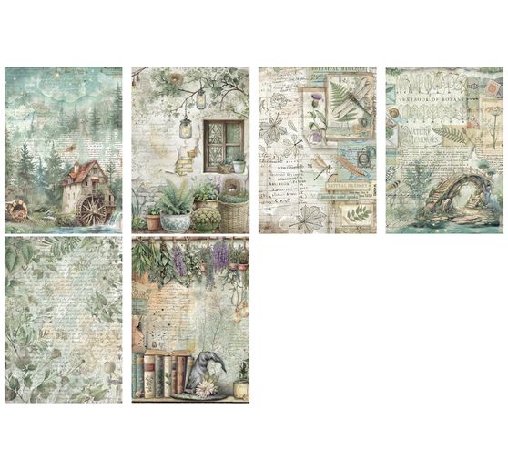 Motiv-Strohseiden Sortiment "Herbarium Silvae", 6er-Set