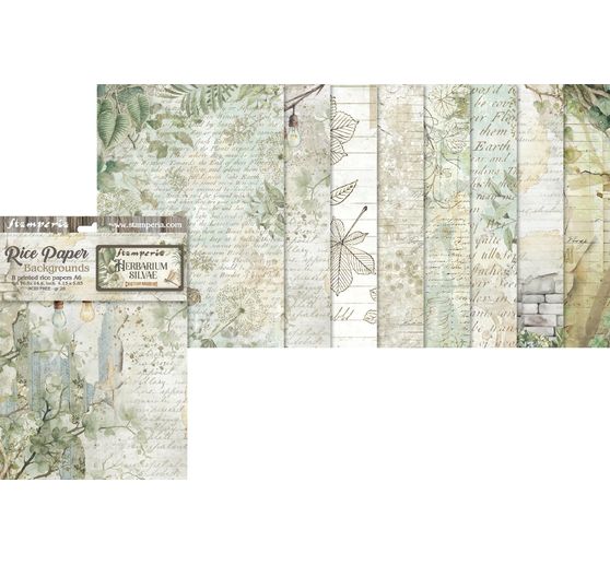 Motiv-Strohseide Backgrounds "Herbarium Silvae", 8er Set