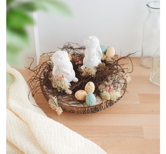 Holz Dekoplatte mit Rinde, auf F&uuml;&szlig;en, natur