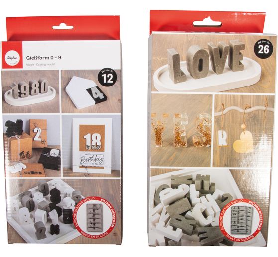 Silicone casting mould set "ABC & 0-9"