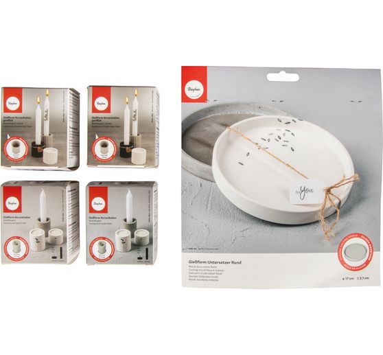 Silicone casting mould set "Candle holder with coaster"