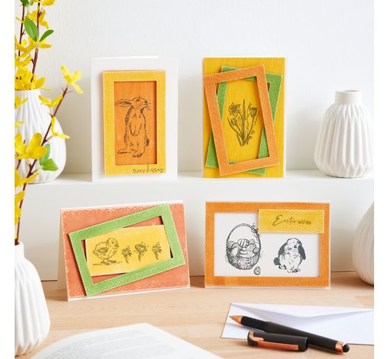 VBS Doppelkarten mit Umschl&auml;gen "Creme", 50 Stk.