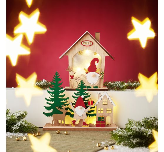 VBS Holz-Steckmotiv "Wichtelhaus", inkl. LED