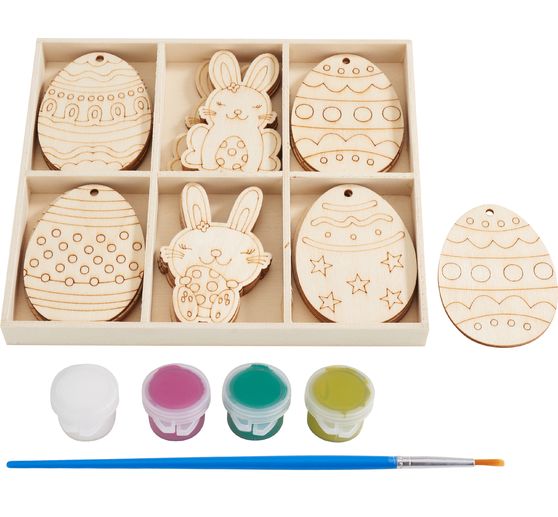 VBS Holzmotive "Ostern" mit Farbe und Pinsel