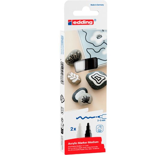 edding 5100 Acrylic "Acrylic marker - Black/White", Medium, set of 2
