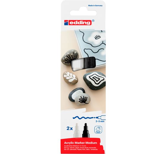 edding 5100 Acrylic "Acrylic marker - Black/White", Medium, set of 2