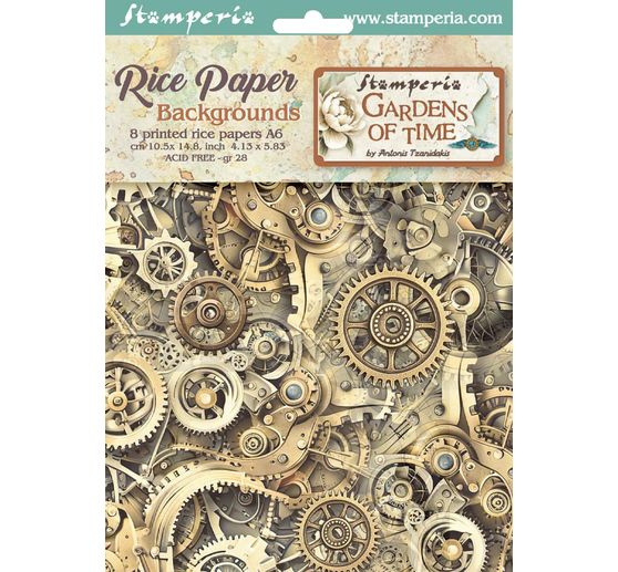 Motiv-Strohseide Backgrounds "Gardens of Time", 8er-Set