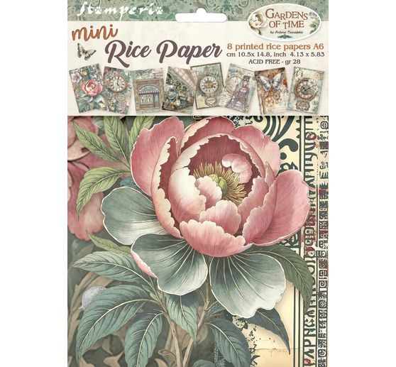 Motiv-Strohseiden Sortiment "Gardens of Time", 8er-Set