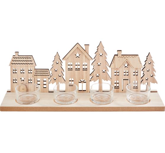 VBS Tealight holder "Houses and fir trees"