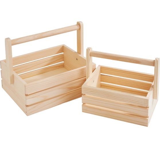 VBS Holzkiste mit Henkel, 2er-Set