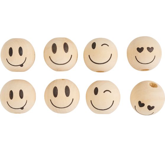 Holzk&ouml;pfe "Smile", &Oslash; 2,5 cm, 8er-Set