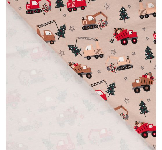 Jersey fabric "Trucks and Trees"