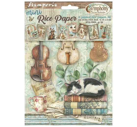 Stamperia Motiv-Strohseiden Sortiment "Symphony", DIN A6, 8er Set