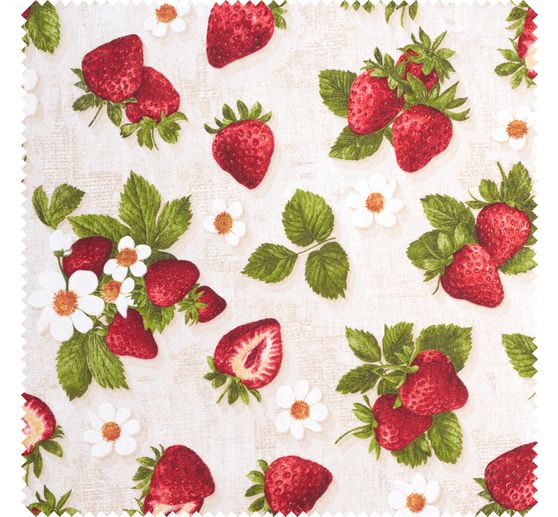 Dekostoff Leinenoptik "Erdbeeren"
