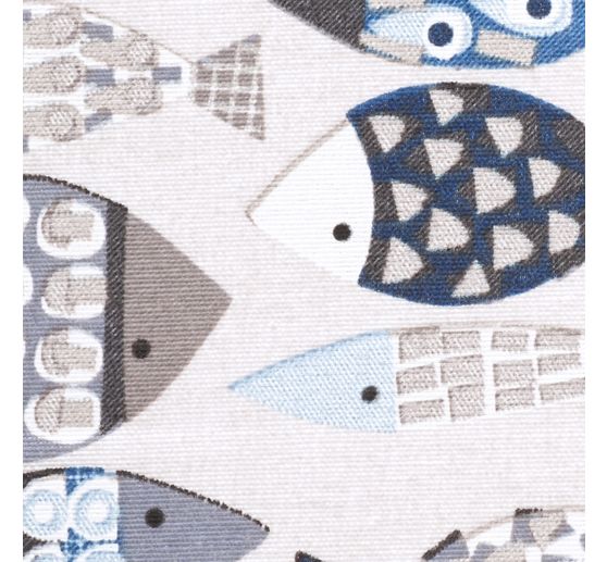 Dekostoff Leinenoptik "Fische Blau"