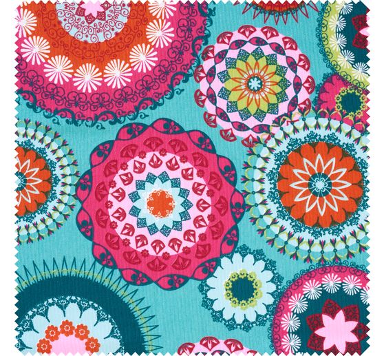 Dekostoff Leinenoptik "Mandala Multicolor"