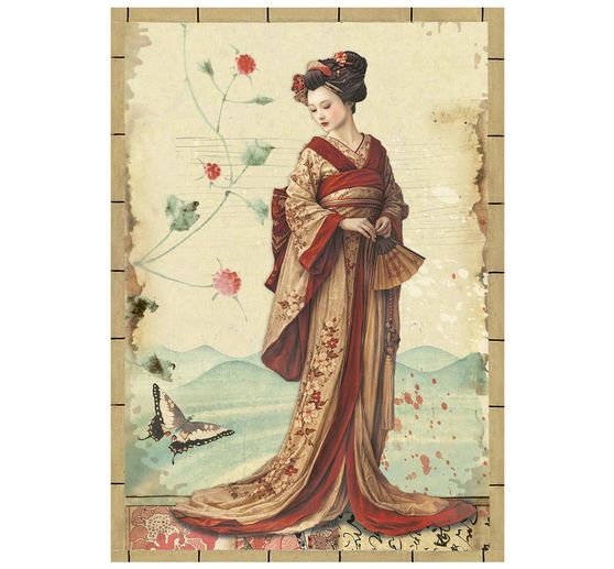 Stamperia Motiv-Strohseiden Sortiment "Oriental Garden", DIN A6, 8er Set