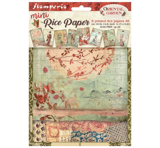 Stamperia Motiv-Strohseiden Sortiment "Oriental Garden", DIN A6, 8er Set