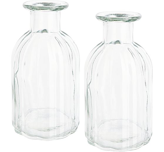 VBS Glass vase, ribbed, 2 pcs.
