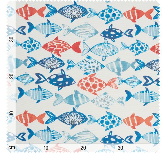 Baumwoll-Stoff "Flowing Fishes", Acryl beschichtet