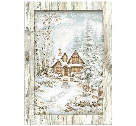 Stamperia Motiv-Strohseiden Sortiment "White Christmas", DIN A6, 8er Set