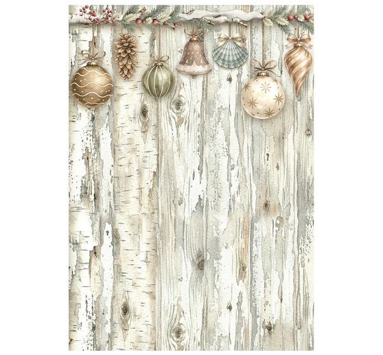 Stamperia Motiv-Strohseide Backgrounds "White Christmas", DIN A6, 8er Set