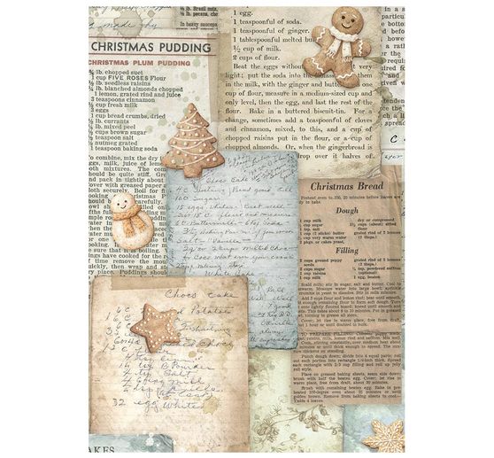 Stamperia Motiv-Strohseide Backgrounds "White Christmas", DIN A6, 8er Set
